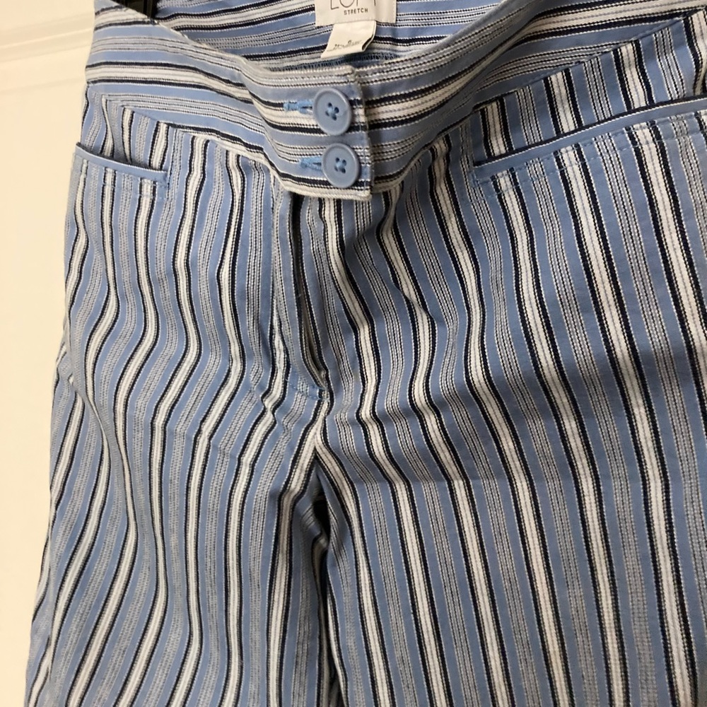 Ann Taylor Loft Stretch Pants Size 6 Stripes Blue & White Cute!